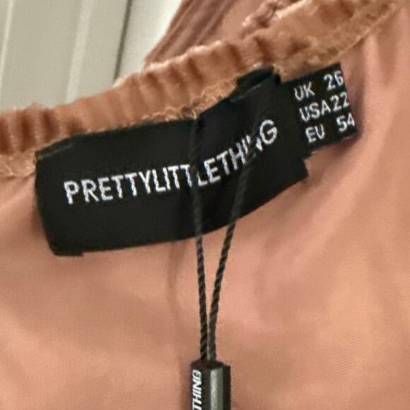 Pretty Little Thing Mocha Burnout Zebra Devore Cup Wide Leg Jumpsuit Sz 22 NEW - Picture 8 of 15